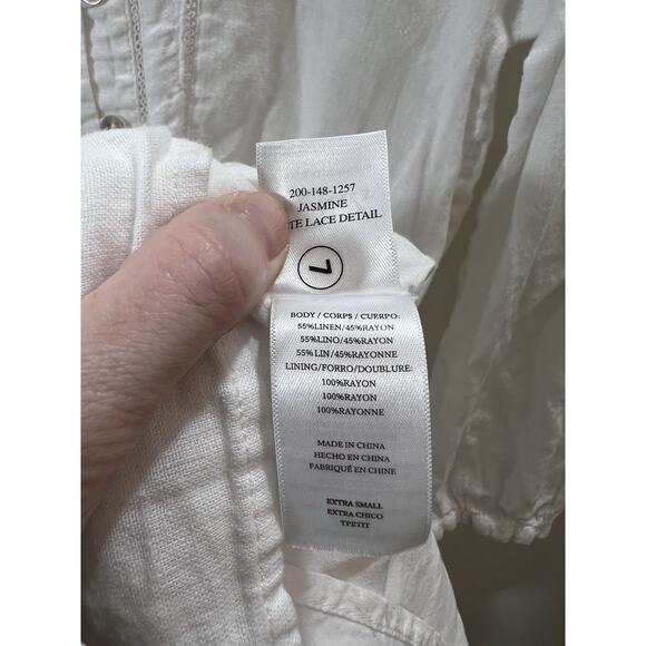 Rails Women’s Linen Blend Dress Size XS White Coachella Beachy Boho Cottagecore - Picture 4 of 8